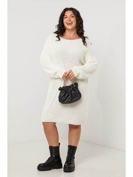 Curvy Lady Sukienka dzianinowa w kolorze białym rozmiar: 40/42. Białe sukienki damskie Curvy Lady, na co dzień, bez wzorów, z dzianiny, klasyczne, bez kołnierzyka, bez ramiączek, midi, proste. Za 143.99 zł.