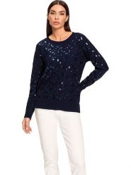 Heine Sweter w kolorze granatowym rozmiar: 38. Niebieskie swetry klasyczne damskie Heine, bez kołnierzyka. Za 122.09 zł.