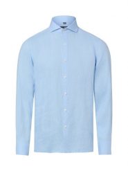 Nils Sundström koszula lniana Mężczyźni Slim Fit len niebieski, XXL. Niebieskie koszule męskie Nils Sundström, m, bez wzorów, ze lnu, bez kołnierzyka, bez ramiączek. Za 229.95 zł.