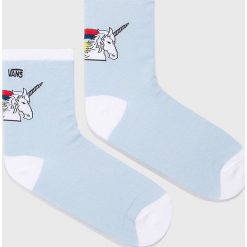 Vans - Skarpetki. Niebieskie skarpetki damskie Vans, bez wzorów, z bawełny. W wyprzedaży za 29.90 zł.
