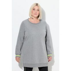 Damskie Długi sweter nadrukowany napis okrągły dekolt długi rękaw. Szare swetry klasyczne damskie Ulla Popken, plus size, z bawełny, bez kołnierzyka, plus size. Za 279.99 zł.