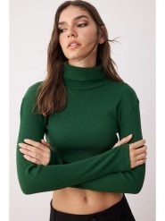 Trendyol Koszulka w kolorze zielonym rozmiar: XL. Zielone bluzki damskie Trendyol, xl, bez wzorów, z bawełny, bez kołnierzyka, bez ramiączek. Za 39.99 zł.