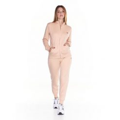 Bluza miękka z zamek błyskawiczny na co dzień. Brązowe bluzy sportowe damskie LEONE 1947 APPAREL, s, bez wzorów, z dresówki, bez ramiączek, bez kaptura. W wyprzedaży za 246.29 zł.