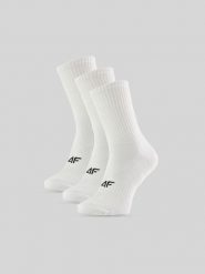 4F Skarpetki długie (3-pack) męskie - białe 43-46. Białe skarpetki męskie 4f, bez wzorów, z bawełny. Za 59.99 zł.