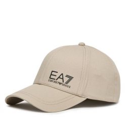 Czapka z daszkiem EA7 Emporio Armani. Brązowe czapki z daszkiem damskie EA7 Emporio Armani, bez wzorów. Za 159.99 zł.