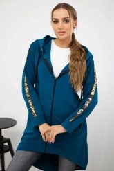 Bluza z suwakiem z tyłu morska. Zielone bluzy z kapturem damskie KESI, l, z bawełny. Za 198.65 zł.