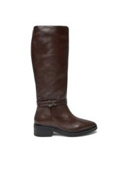 Calvin Klein Kozaki HW0HW02184 Brązowy. Brązowe kozaki damskie CALVIN KLEIN, ze skóry, bez obcasa, na płaskiej podeszwie. Za 1,199.00 zł.