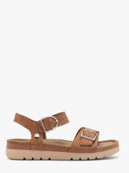 Brązowe sandały damskie MARTHA. Brązowe sandały damskie Ryłko, bez wzorów, z materiału, bez obcasa, na platformie. Za 399.99 zł.