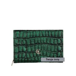 Mały skórzany Portfel Damski z grawerem croco Canaletto PD1225s292 RFIDPS. Zielone portfele damskie bez wzorów, ze skóry. Za 170.00 zł.