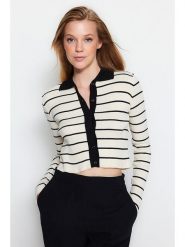 Trendyol Kardigan w kolorze kremowo-czarnym rozmiar: S/M. Brązowe kardigany damskie Trendyol, m, bez wzorów. Za 52.99 zł.