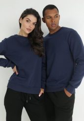 Granatowa Bluza Iphonius. Niebieskie bluzy bez kaptura męskie Born2be, m, z dzianiny. Za 54.99 zł.