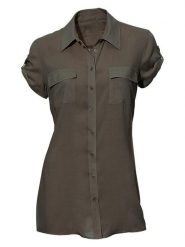 Heine Bluzka w kolorze oliwkowym rozmiar: 42. Brązowe bluzki damskie Heine, bez wzorów, z bawełny, bez kołnierzyka, bez ramiączek. Za 104.89 zł.