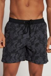 Męskie Kąpielówki beachwear elastyczny pas nadruk roślinny. Czarne kąpielówki męskie JAY-PI, m, bez wzorów, z materiału, do pływania. Za 199.99 zł.