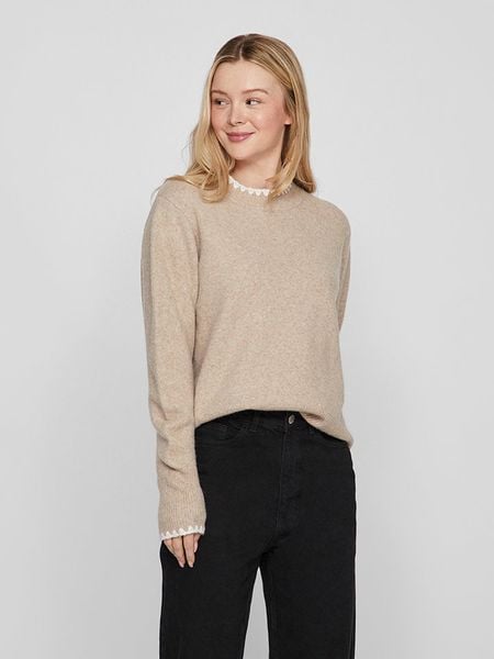 Vero Moda Sweter "Hefna" w kolorze beżowym rozmiar: S. Brązowe swetry klasyczne damskie Vero Moda, s, bez kołnierzyka. Za 109.78 zł.