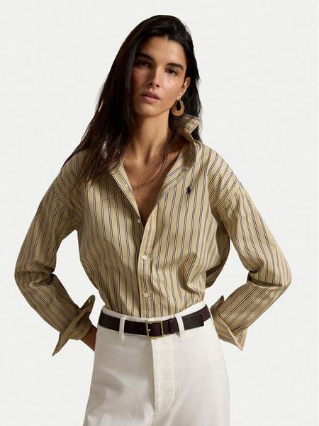 Polo Ralph Lauren Koszula 211910743511 Beżowy Regular Fit. Brązowe koszule damskie Polo Ralph Lauren, xs, bez wzorów, z bawełny, bez kołnierzyka, bez ramiączek. Za 859.99 zł.