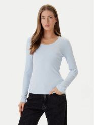 Calvin Klein Bluzka LV044D235G Błękitny Slim Fit. Niebieskie bluzki damskie CALVIN KLEIN, xs, bez wzorów, bez kołnierzyka, bez ramiączek. Za 329.99 zł.