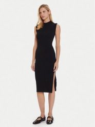 Morgan Sukienka dzianinowa 252-RMLISEA Czarny Slim Fit. Czarne sukienki damskie Morgan, xl, bez wzorów, z dzianiny, bez kołnierzyka, bez ramiączek. Za 364.65 zł.