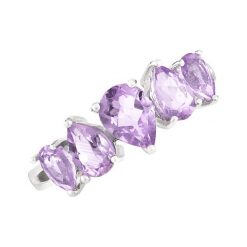 LILU Srebrny pierścionek z ametystem, delikatny 2,0 ct. Szare pierścionki damskie Braccatta, z ametystem, metalowe. Za 215.00 zł.