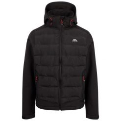 Trespass Alwero- Męska hybrydowa kurtka softshell Tp-75 czarna. Czarne kurtki męskie Trespass, m, z aplikacjami, z gumy, z kapturem. Za 337.06 zł.