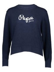 Pepe Jeans Sweter "Intarsia" w kolorze granatowym rozmiar: XXS. Niebieskie swetry klasyczne damskie Pepe Jeans, xxs, z jeansu, bez kołnierzyka. Za 161.34 zł.