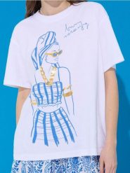 Bawełniana koszulka z nadrukiem - biały. Białe t-shirty damskie Sinsay, l, bez wzorów, z bawełny, bez kołnierzyka. Za 25.99 zł.