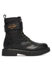 LOVE MOSCHINO Botki JA24024G1NIN100A41 Czarny. Czarne botki damskie Love Moschino, ze skóry, bez obcasa, na płaskiej podeszwie, bez zapięcia. Za 1,019.00 zł.