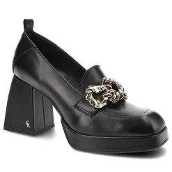 Czarne Półbuty Carinii Eleganckie Skórzane Buty Damskie. Czarne półbuty damskie Carinii, bez wzorów, ze skóry, eleganckie, bez obcasa, na obcasie. Za 369.00 zł.