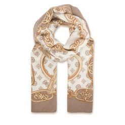 Szal Guess. Brązowe szaliki i kominy damskie Guess, z aplikacjami. Za 199.99 zł.