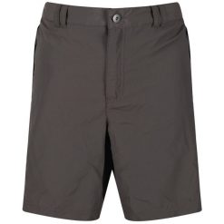 Męskie Spodenki Trekkingowe Leesvilee II. Brązowe szorty męskie Regatta, bez kołnierzyka. Za 65.99 zł.