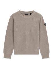 Guess Sweter L6BR04 Z1590 Beżowy Regular Fit. Brązowe swetry chłopięce Guess, z aplikacjami, z wiskozy, bez kołnierzyka. Za 234.99 zł.