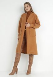 Brązowy Płaszcz Boucle Niezapinany Zopho. Brązowe płaszcze damskie Born2be, s, bez wzorów, z jeansu, eleganckie. Za 129.99 zł.