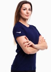 Koszulka treningowa damska Nike Park 20. Niebieskie bluzki sportowe damskie Nike, l, z bawełny, bez kołnierzyka, bez ramiączek. Za 149.99 zł.
