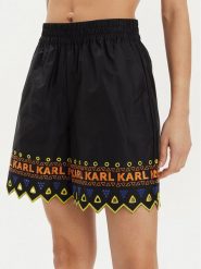KARL LAGERFELD Szorty materiałowe 241W1003 Czarny Regular Fit. Czarne szorty damskie Karl Lagerfeld, bez wzorów, z bawełny. Za 679.99 zł.