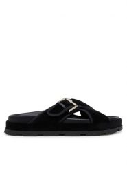 Pollini Klapki SA28094G1MTP0000 Czarny. Czarne klapki damskie Pollini, bez wzorów, z materiału, bez obcasa. Za 829.99 zł.