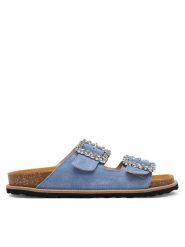 Pollini Klapki SA28373G0MTF0712 Błękitny. Niebieskie klapki damskie Pollini, bez wzorów, ze skóry, bez obcasa. Za 609.99 zł.