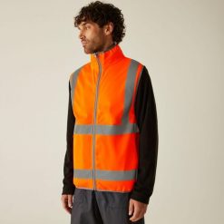 Kamizelka z pełnym zamkiem Regatta Hi-Vis Pro. Brązowe kamizelki męskie Regatta, z softshellu. Za 89.99 zł.