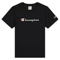 T-shirt Damski Markowy Rękaw. Czarne t-shirty damskie CHAMPION, bez wzorów, bez kołnierzyka. Za 143.99 zł.