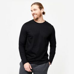 Koszulka z długim rękawem męska Domyos Gym & Pilates 100. Czarne koszulki męskie z długim rękawem DOMYOS, l, z bawełny. Za 39.99 zł.