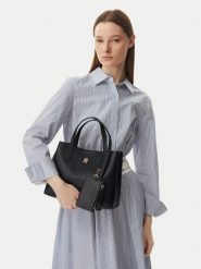 Tommy Hilfiger Torebka Th Icon Mini Satchel AW0AW18722 Czarny. Czarne torebki klasyczne damskie Tommy Hilfiger, bez wzorów, ze skóry, bez dodatków. Za 649.99 zł.