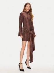 BARDOT Sukienka koktajlowa 59556DB Brązowy Slim Fit. Brązowe sukienki damskie BARDOT, bez wzorów, z syntetyku, wizytowe, bez kołnierzyka, bez ramiączek. Za 369.99 zł.