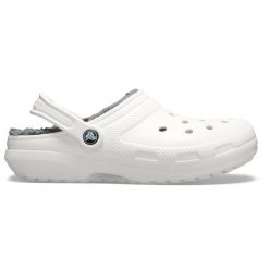 Klapki Crocs Model Classic Lined Clog Kolor Biały. Białe klapki damskie Crocs, bez wzorów, z gumy, bez obcasa. W wyprzedaży za 134.98 zł.