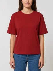 MOSS COPENHAGEN Koszulka "Melea" w kolorze bordowym rozmiar: M/L. Czerwone bluzki damskie MOSS COPENHAGEN, l, bez wzorów, z bawełny, bez kołnierzyka. Za 75.69 zł.