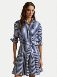 Polo Ralph Lauren Sukienka koszulowa 211929600003 Niebieski Regular Fit. Niebieskie sukienki damskie Polo Ralph Lauren, bez wzorów, z bawełny, bez kołnierzyka, bez ramiączek, koszulowe. Za 839.99 zł.
