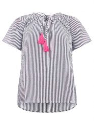 Zwillingsherz Bluzka w kolorze granatowo-biało-różowym rozmiar: L/XL. Białe bluzki damskie Zwillingsherz, l, bez wzorów, z bawełny, bez kołnierzyka, bez ramiączek. Za 123.25 zł.
