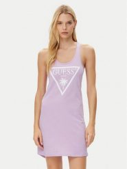Guess Sukienka codzienna E3GP03 JA914 Fioletowy Regular Fit. Fioletowe sukienki damskie Guess, na co dzień, xl, z aplikacjami, z bawełny, bez kołnierzyka, bez ramiączek, proste. Za 109.99 zł.