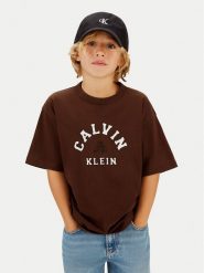 Calvin Klein Jeans T-Shirt Varsity Graphic IB0IB02637 Brązowy Regular Fit. Brązowe t-shirty chłopięce Calvin Klein Jeans, bez wzorów, z bawełny, bez ramiączek. Za 129.99 zł.