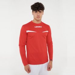 Męska Koszulka do Biegania z Długim Rękawem Czerwono-Biała. Białe t-shirty sportowe męskie Legea, m, z bawełny, bez ramiączek, do biegania. Za 56.00 zł.