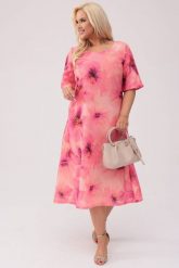 Trapezowa koralowa sukienka Felipa w kwiaty MIDI PLUS SIZE XXL OVERSIZE WIOSNA. Pomarańczowe sukienki damskie Moda Size Plus Iwanek, na co dzień, na wiosnę, l, bez wzorów, z elastanu, eleganckie, bez kołnierzyka, plus size, bez ramiączek, midi, oversize. Za 289.90 zł.