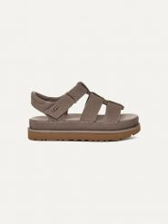 UGG Skórzane sandały "Goldenstar Strap" w kolorze fioletowym rozmiar: 40. Różowe sandały damskie Ugg, bez wzorów, ze skóry, bez obcasa. Za 549.06 zł.