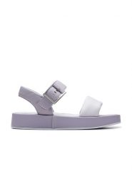 Clarks Skórzane sandały "Alda Strap" w kolorze fioletowym rozmiar: 39. Różowe sandały damskie Clarks, bez wzorów, bez obcasa. Za 223.99 zł.